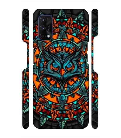 Ai generated owl face graphics Realme 7 Pro Mobile Cover