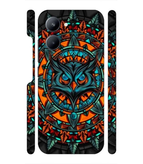 Ai generated owl face graphics Realme C33 Mobile Cover