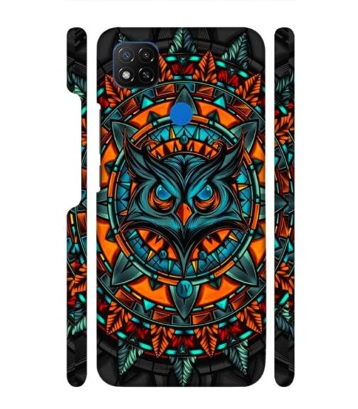 Ai generated owl face graphics POCO C31 Mobile Cover