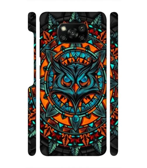 Ai generated owl face graphics Poco X3 Mobile Cover