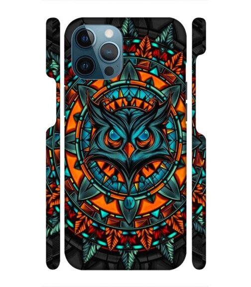 Ai generated owl face graphics iPhone 12 Pro Mobile Cover