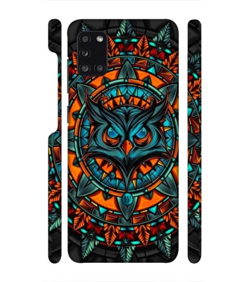 Ai generated owl face graphics Samsung Galaxy A31 Mobile Cover