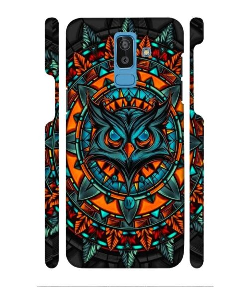 Ai generated owl face graphics Samsung Galaxy J8 Mobile Cover