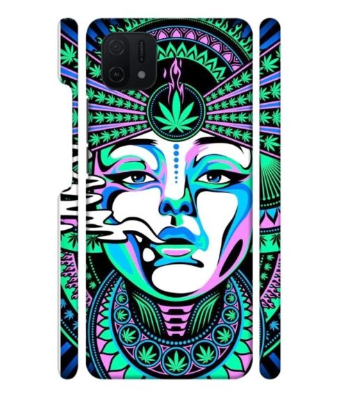 Marijuana theme artwork with beauty Oppo A16 E Mobile Cover