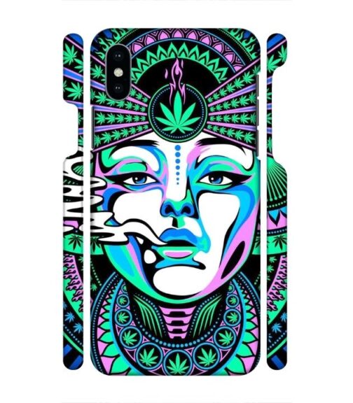 Marijuana theme artwork with beauty iPhone X Mobile Cover