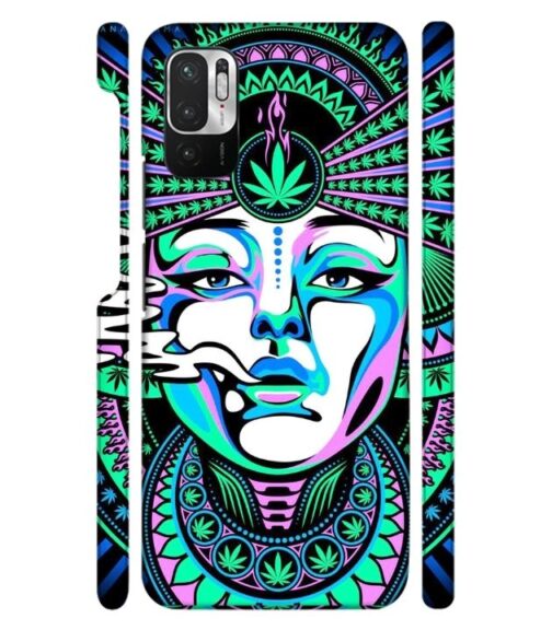 Marijuana theme artwork with beauty Redmi Note 10 T 5G Mobile Cover