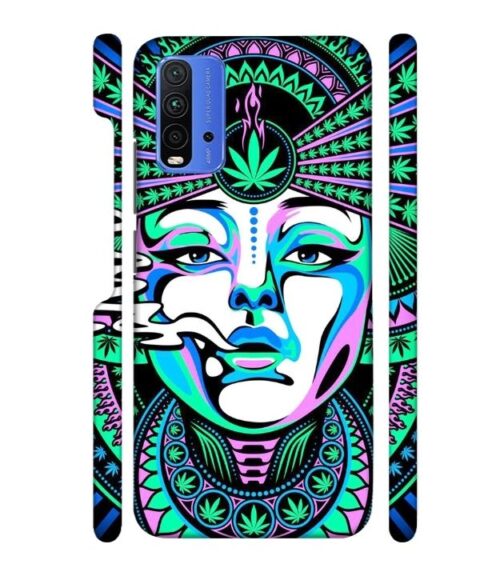 Marijuana theme artwork with beauty Redmi 9 Power Mobile Cover
