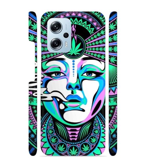 Marijuana theme artwork with beauty Redmi K50i 5G Mobile Cover