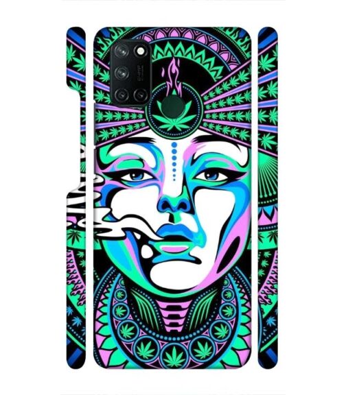 Marijuana theme artwork with beauty Realme 7i Mobile Cover