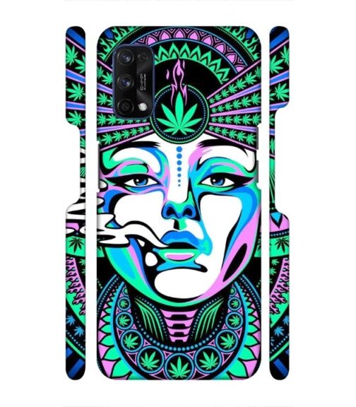 Marijuana theme artwork with beauty Realme 7 Pro Mobile Cover