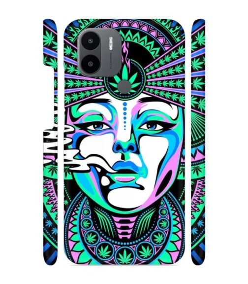 Marijuana theme artwork with beauty Poco C50 Mobile Cover