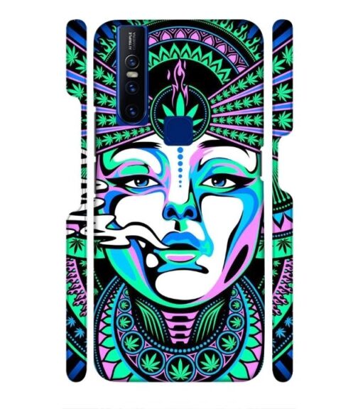 Marijuana theme artwork with beauty Vivo V15 Mobile Cover