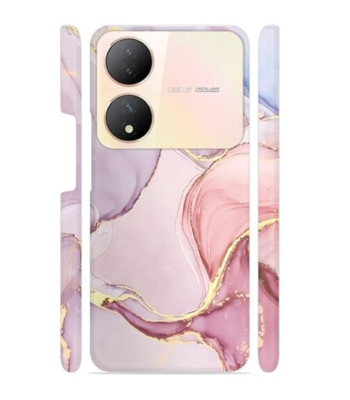 Pink abstract design with gold glitter Vivo Y100 (5G) Mobile Cover