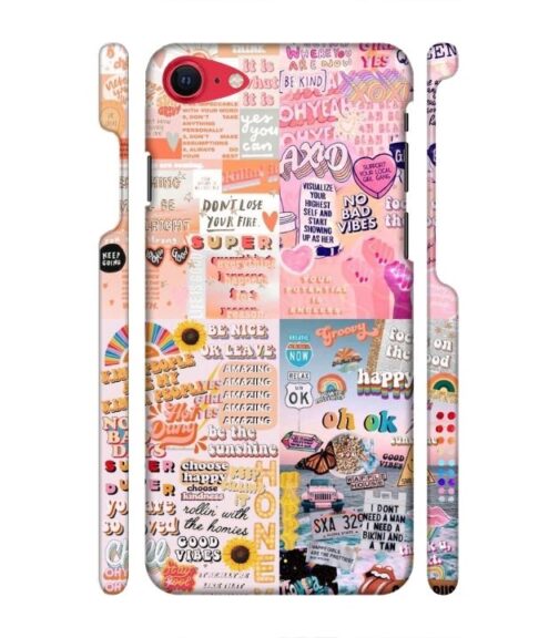 Vintage style multiple graphics iPhone SE 2020 Mobile Cover