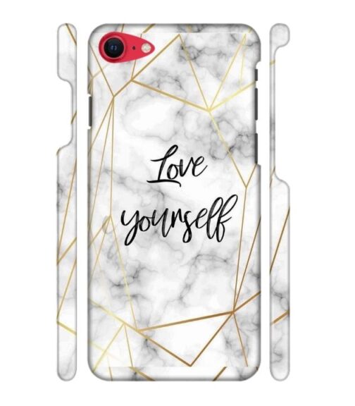 Blacky smoke with gold pattern with text love yourself iPhone SE 2020 Mobile Cover