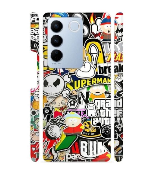 Cartoon style Vivo V27 5G Mobile Cover