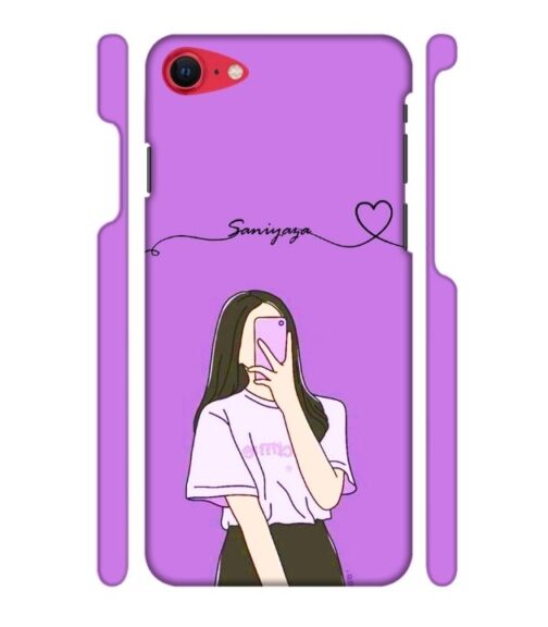 Girl gives mirror selfie pose with Customize Text iPhone SE 2020 Mobile Cover