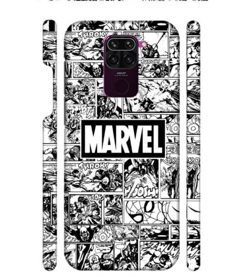 Marvel black and white abstract Redmi Note 9 Mobile Cover