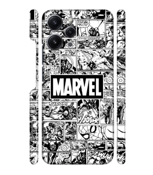 Marvel black and white abstract Redmi 12 (5G) Mobile Cover