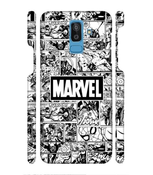 Marvel black and white abstract Samsung Galaxy J8 Mobile Cover