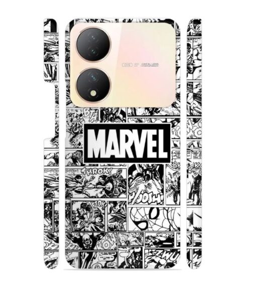 Marvel black and white abstract Vivo Y100 (5G) Mobile Cover