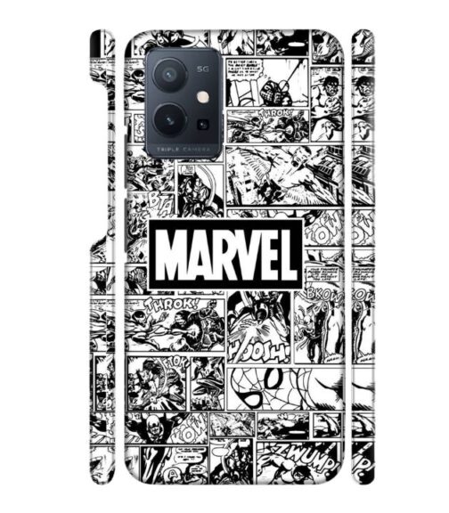Marvel black and white abstract Vivo Y75 (5G) Mobile Cover