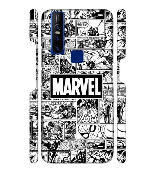 Marvel black and white abstract Vivo V15 Mobile Cover