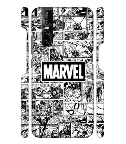 Marvel black and white abstract Vivo V15 Pro Mobile Cover