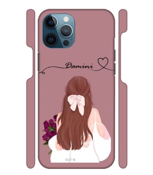 Sweet girl with back pose Customize Text iPhone 12 Pro Mobile Cover