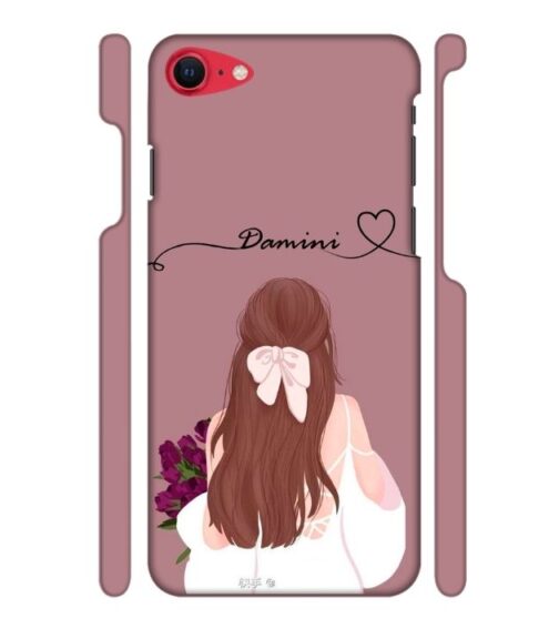 Sweet girl with back pose Customize Text iPhone SE 2020 Mobile Cover