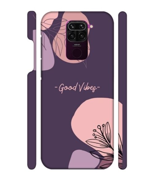 Good vibes text with foral design Redmi Note 9 Mobile Cover