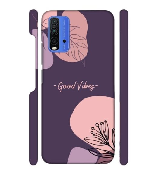 Good vibes text with foral design Redmi 9 Power Mobile Cover
