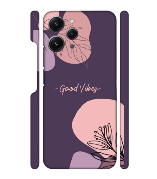 Good vibes text with foral design Redmi 12 (5G) Mobile Cover
