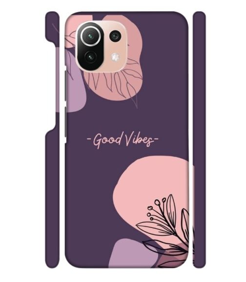 Good vibes text with foral design Mi 11 Lite Mobile Cover