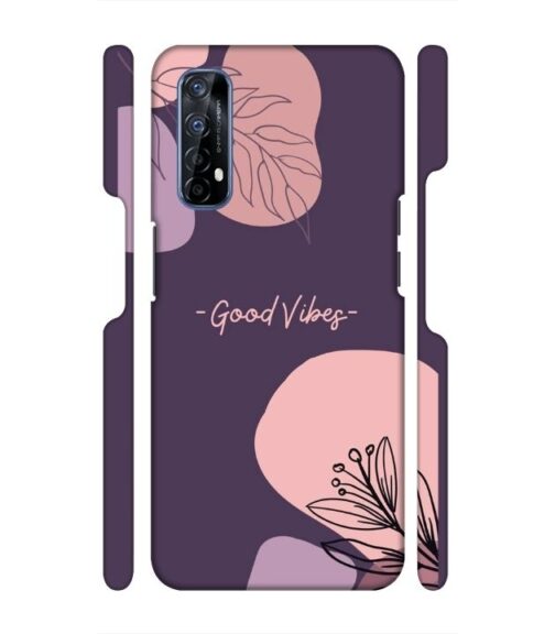 Good vibes text with foral design Realme 7 Mobile Cover