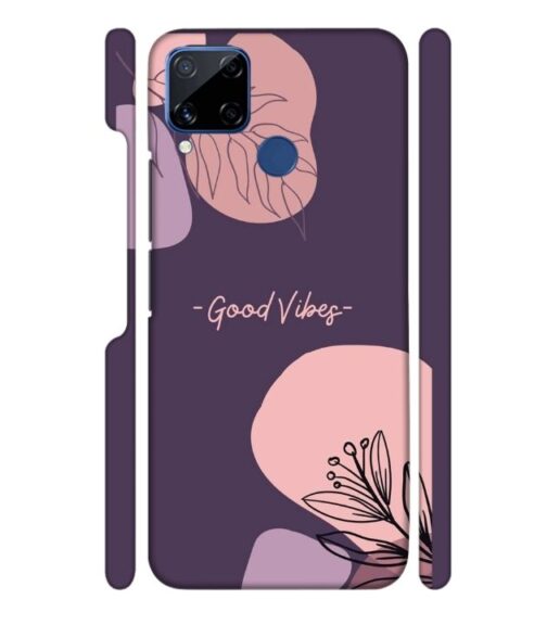 Good vibes text with foral design Realme C15 Mobile Cover