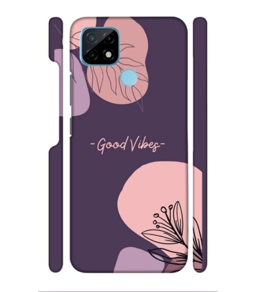 Good vibes text with foral design Realme C21 Mobile Cover