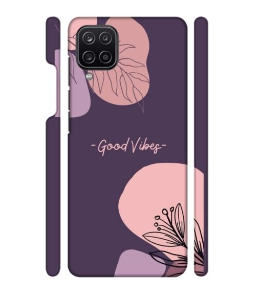 Good vibes text with foral design Samsung Galaxy A12 Mobile Cover