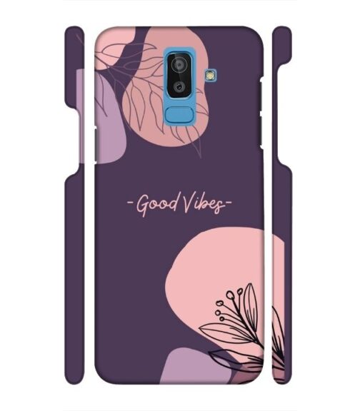 Good vibes text with foral design Samsung Galaxy J8 Mobile Cover