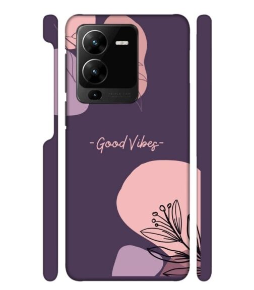 Good vibes text with foral design Vivo Y22 Mobile Cover