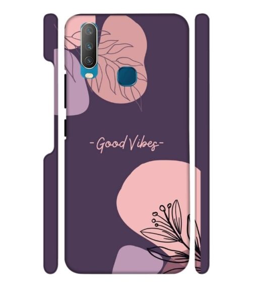Good vibes text with foral design Vivo Y15 Mobile Cover