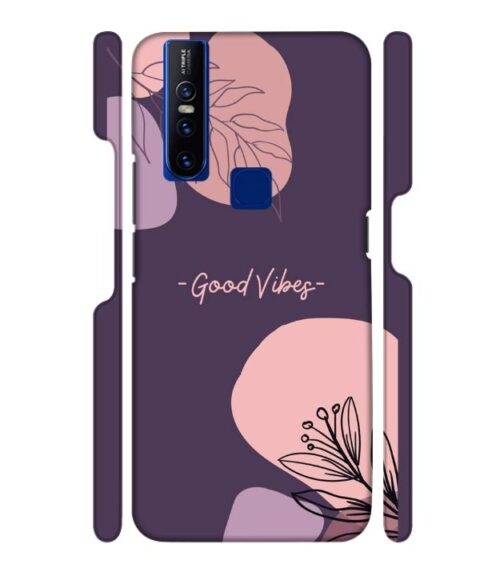 Good vibes text with foral design Vivo V15 Mobile Cover