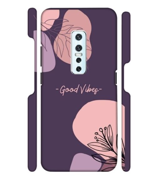 Good vibes text with foral design Vivo V17 Pro Mobile Cover