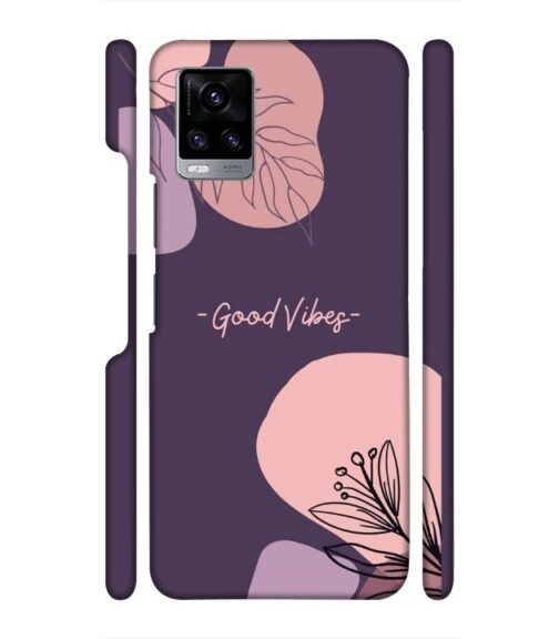 Good vibes text with foral design Vivo V20 Mobile Cover