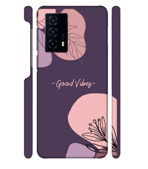 Good vibes text with foral design Vivo V23 E (5G) Mobile Cover