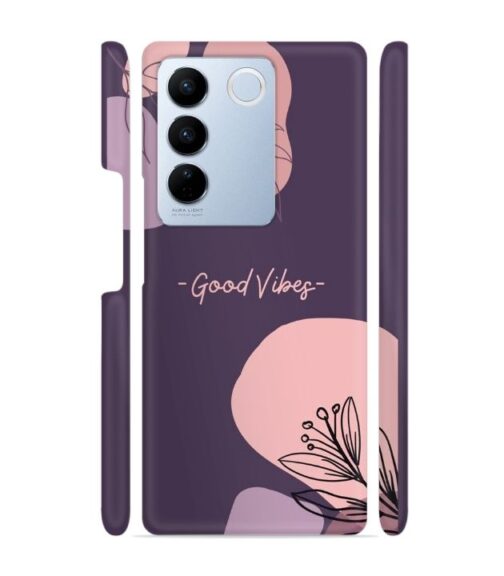 Good vibes text with foral design Vivo V27 5G Mobile Cover