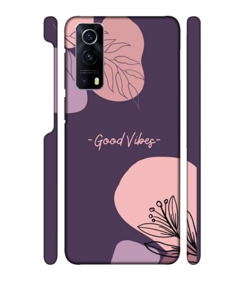 Good vibes text with foral design iQOO Z3 Mobile Cover