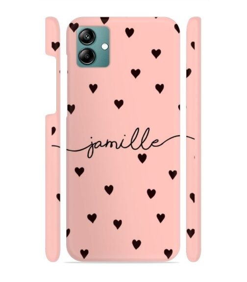 Heart pattern Customize text Samsung Galaxy F04 Mobile Cover
