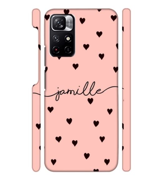 Heart pattern Customize text Redmi Note 11T (5G) Mobile Cover