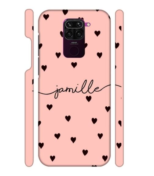 Heart pattern Customize text Redmi Note 9 Mobile Cover